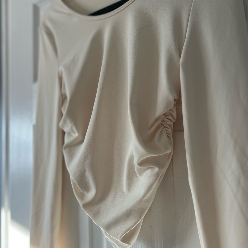 Cream Long Sleeve Women's Top - Picture 4 of 4